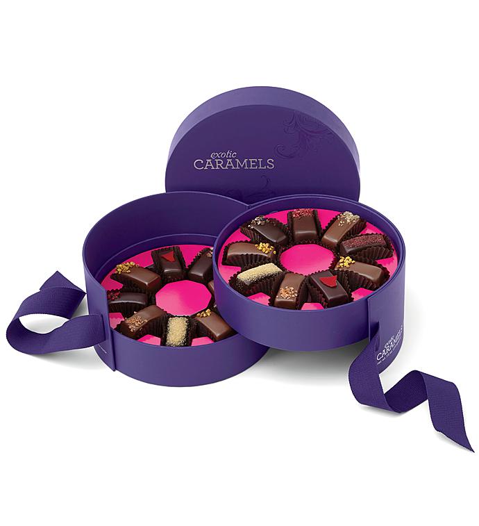 Vosges Exotic Caramel Collection   2 Tier Hat Box