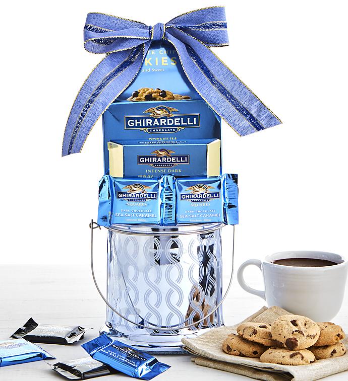 Ghirardelli Sweets in Blue Mercury Glass Gift