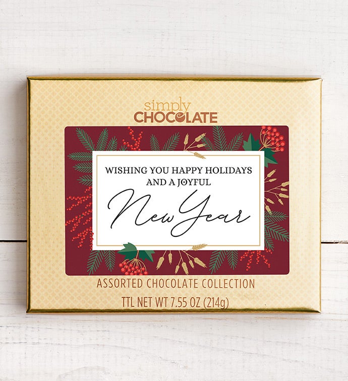 Simply Chocolate® Happy Holidays and Joyful New Year 18pc Choc Box